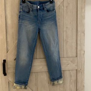 White house black market cropped jeans with detail cuff.